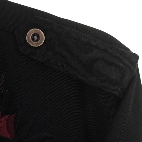 Rails Elliot Embroidered Utility Shirt Jacket Sz XS Black Metallic Roses Shacket - Picture 5 of 13